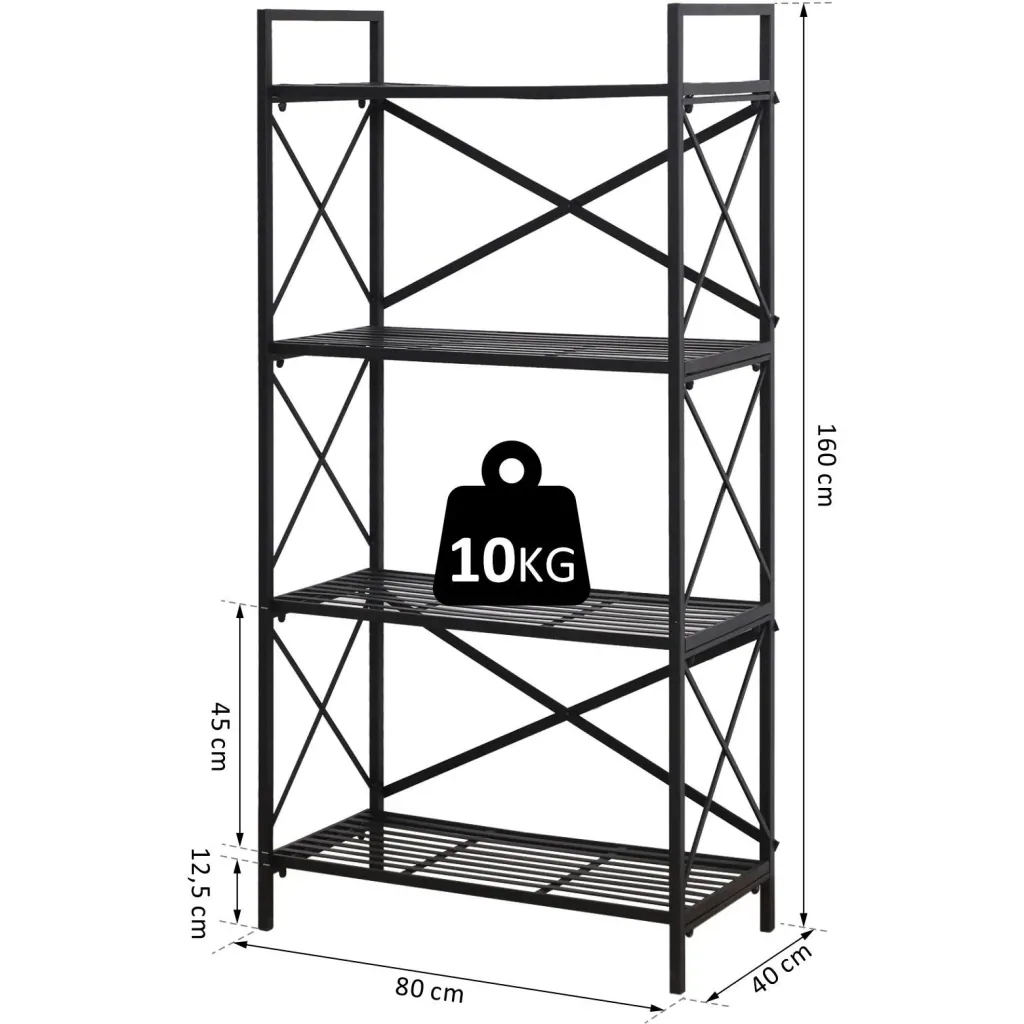 Standregal Bücherregal Lagerregal Aufbewahrungsregal Pflanzregal Schuhregal Metall Schwarz 80 x 40 x 160 cm