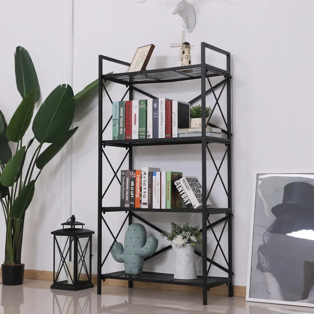 Standregal Bücherregal Lagerregal Aufbewahrungsregal Pflanzregal Schuhregal Metall Schwarz 80 x 40 x 160 cm