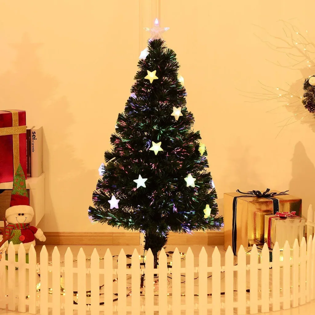 Weihnachtsbaum mit 16-LED-Lampen Glasfaser 120 cm grün