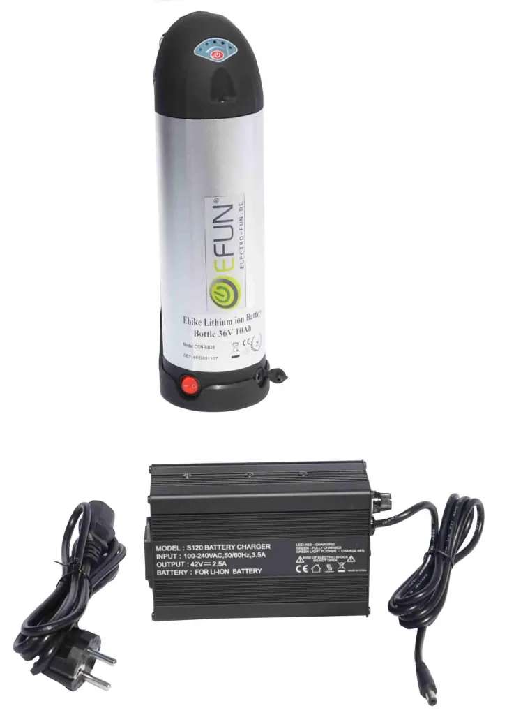 Akku Lithium Ionen 36 Volt 10 Ah BOTTLE E-Bike E-FUN