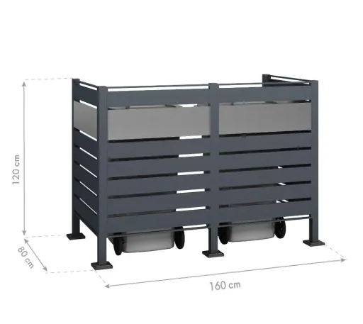 Mülltonnenverkleidung Planum 2er Box, 120 cm, antharzit
