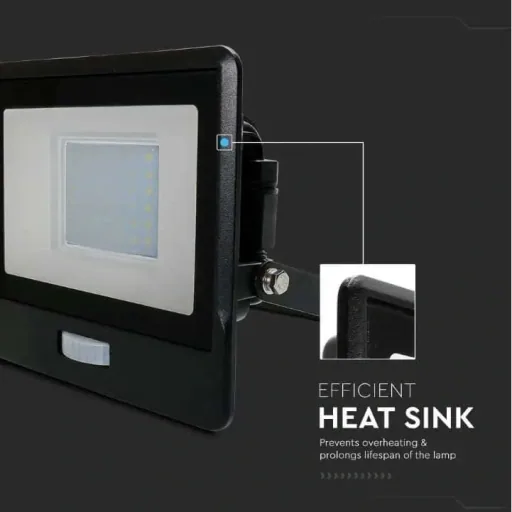 VT-138S LED-Flutlicht mit Sensor - 30 W - 2340 Lm - 6500K - Schwarz