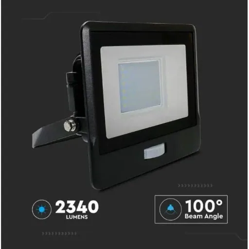VT-138S LED-Flutlicht mit Sensor - 30 W - 2340 Lm - 6500K - Schwarz