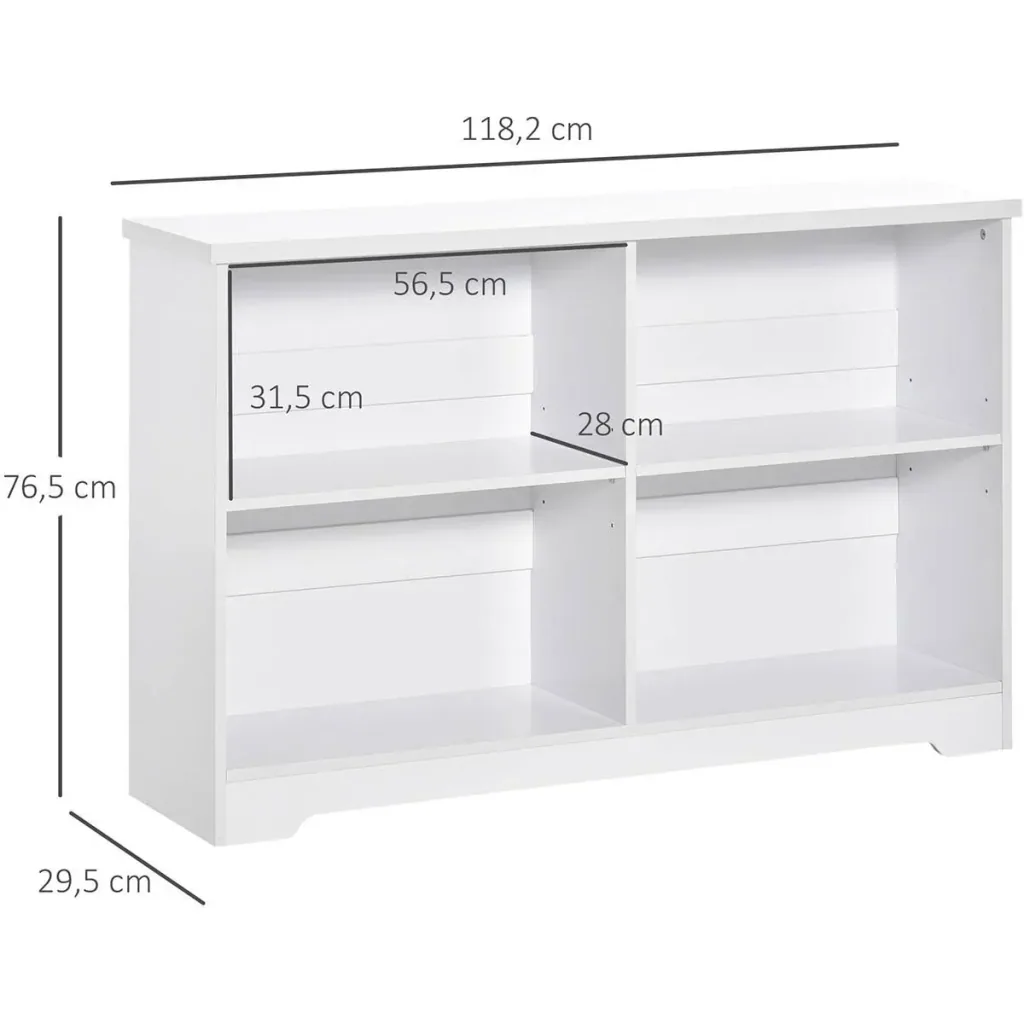 Bücherregal - Weiß - 118 x 29,5 x 76,5 cm