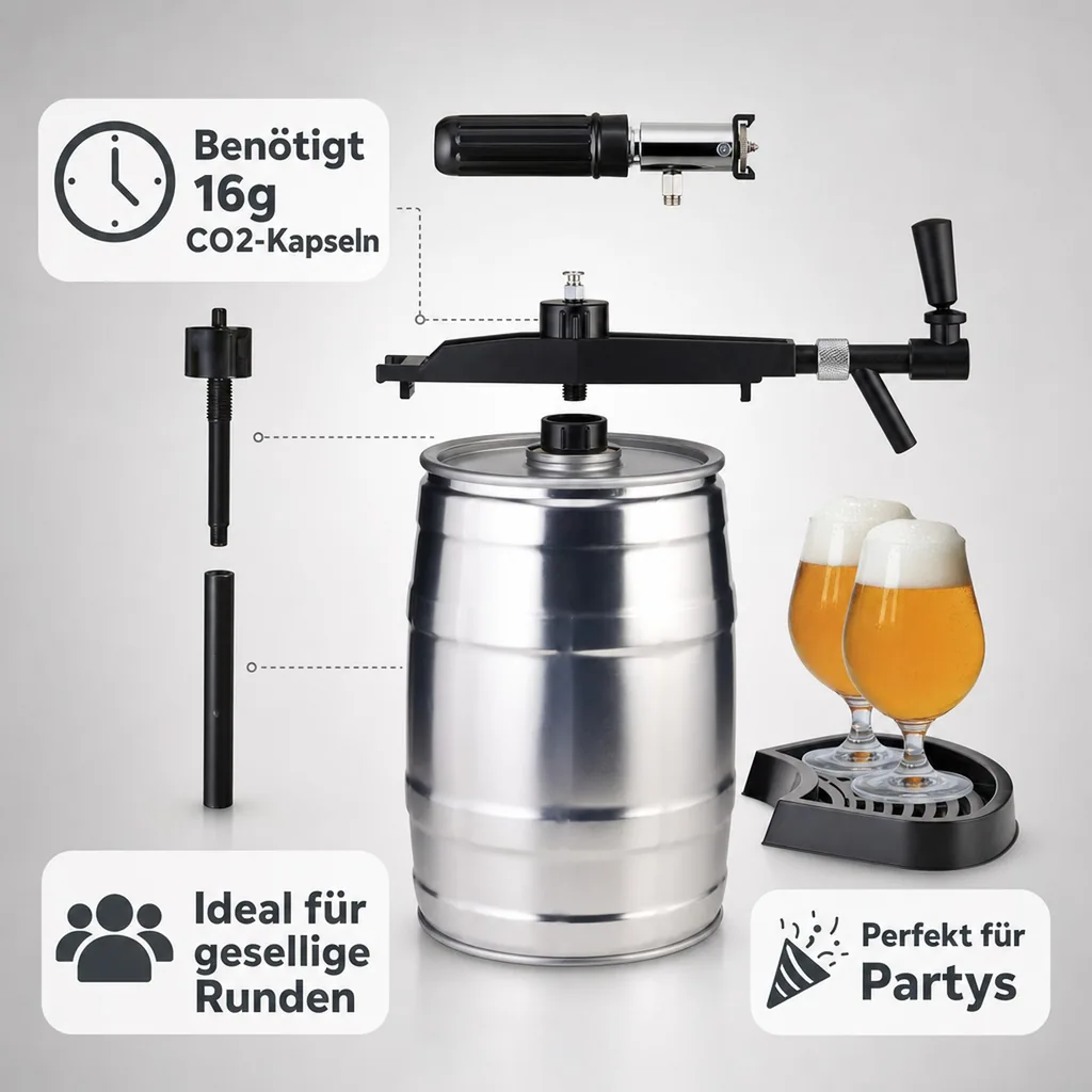 Profi Tap mit CO2 Automatik für 5 Liter Partyfass Bierfass Zapfanlage