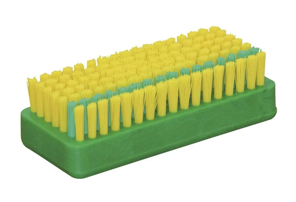 Handwaschbürste mit kräftiger Nagelreihe, Farbe gelb/grün