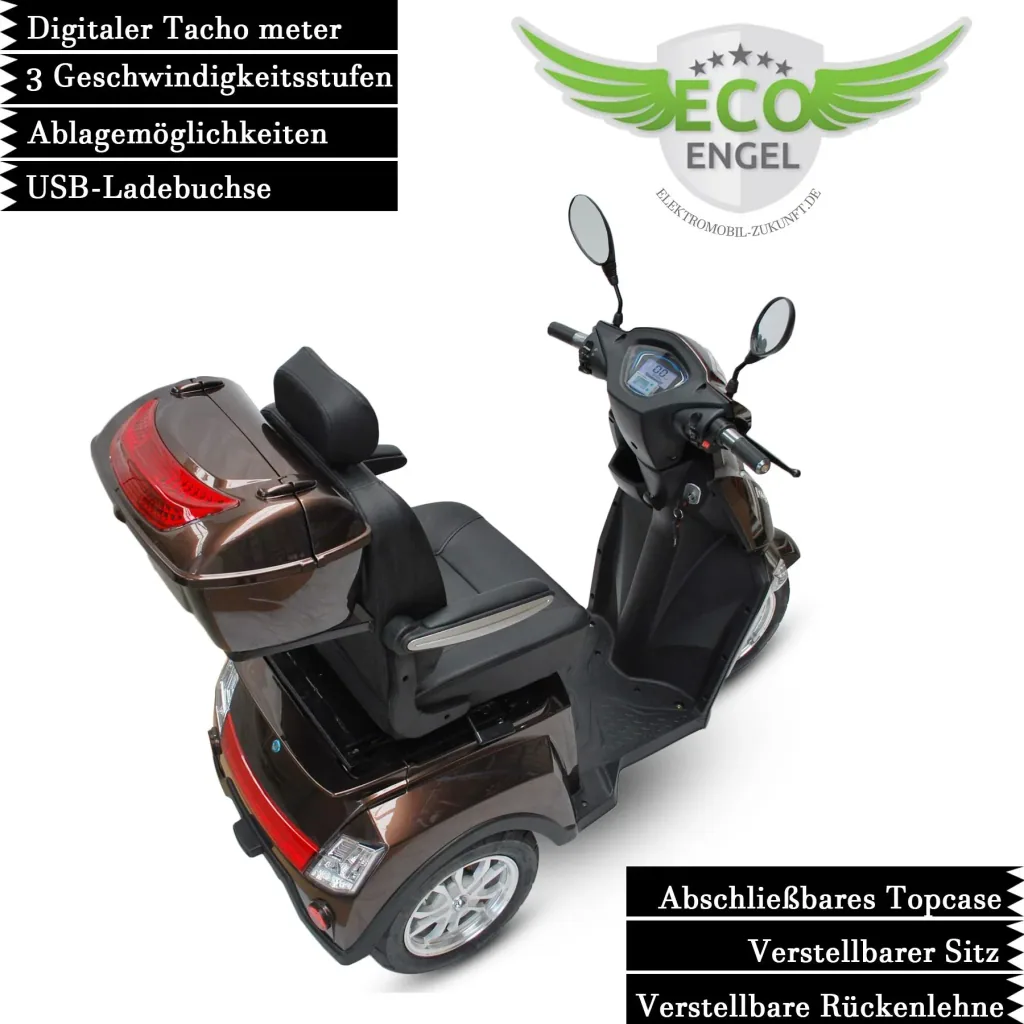 Elektromobil braun - herausnehmbarer Li-Io Akku 20 Ah - 25 km/h - 1000 Watt Seniorenmobil