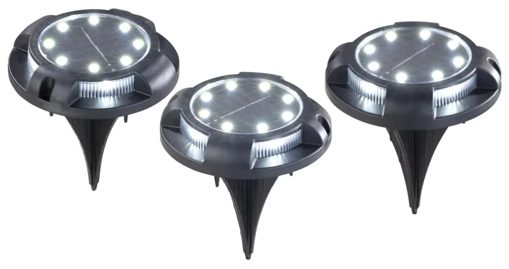 Solar Bodenleuchten mit 12 LEDs, 8 Lumen, 3er Set