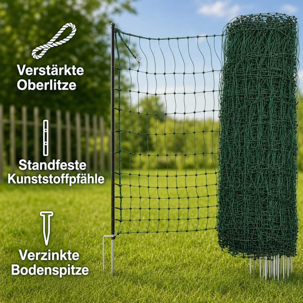 Geflügelnetz 106 cm mit Doppelspitze, 25 m, nicht elektrifizierbar