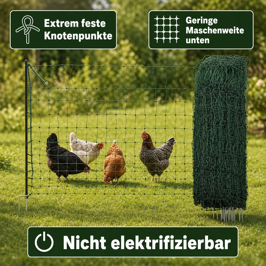 Geflügelnetz 106 cm mit Doppelspitze, 25 m, nicht elektrifizierbar