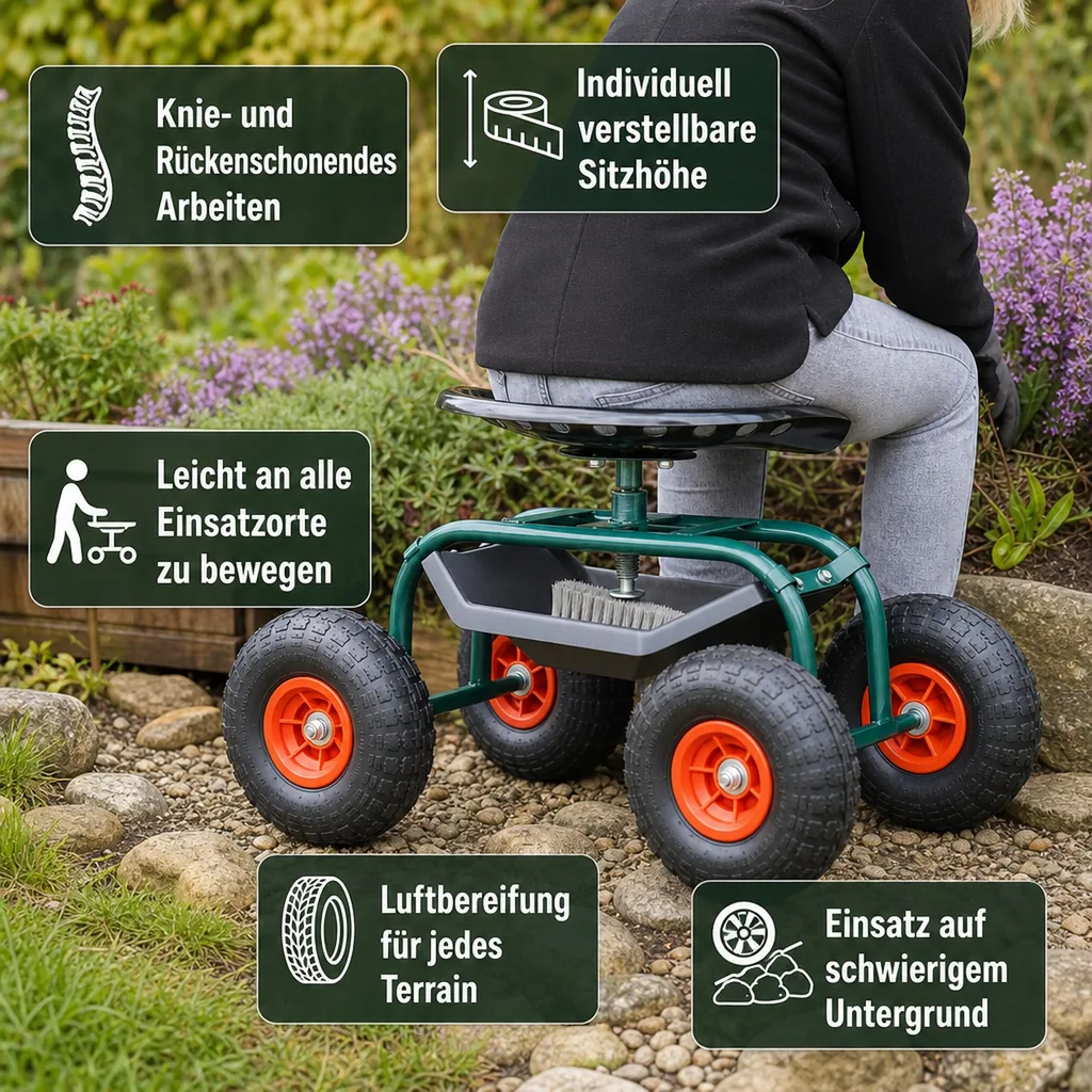 Outdoor-Rollsitz „Deluxe“ mit Schutzhülle