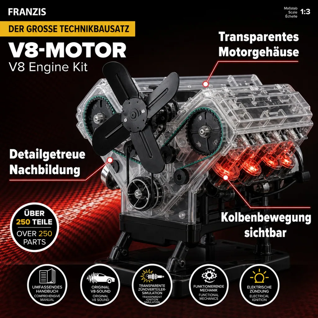Der große Technikbausatz V8 Motor
