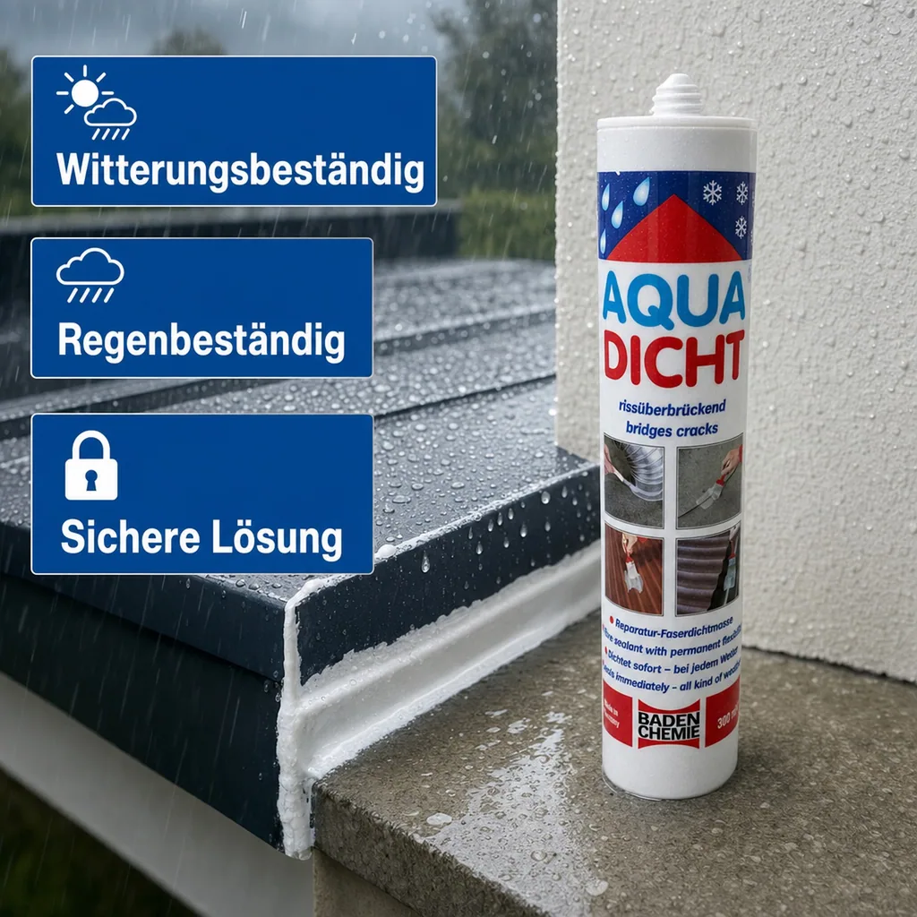 Aqua Dicht 300 ml - streichbare, elastische Reparatur Dichtmasse, Farbe Grau