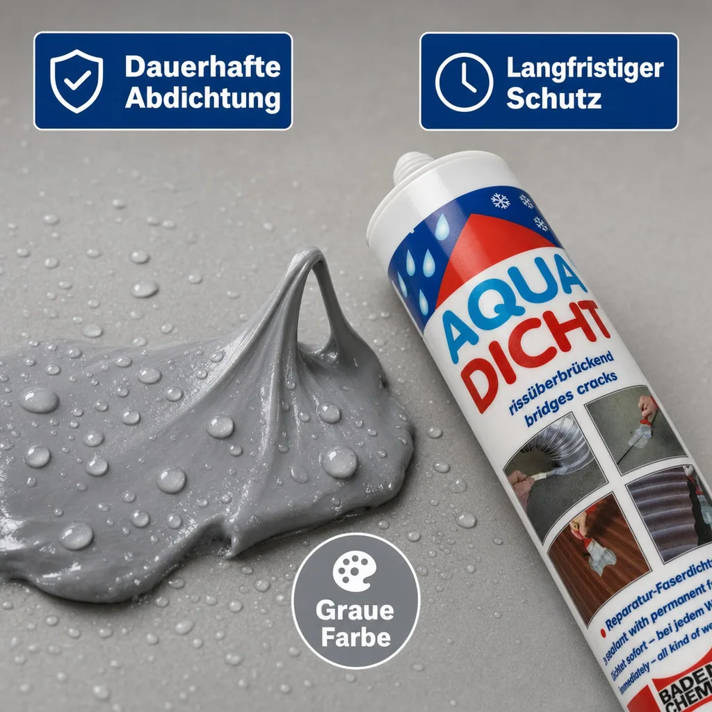 Aqua Dicht 300 ml - streichbare, elastische Reparatur Dichtmasse, Farbe Grau