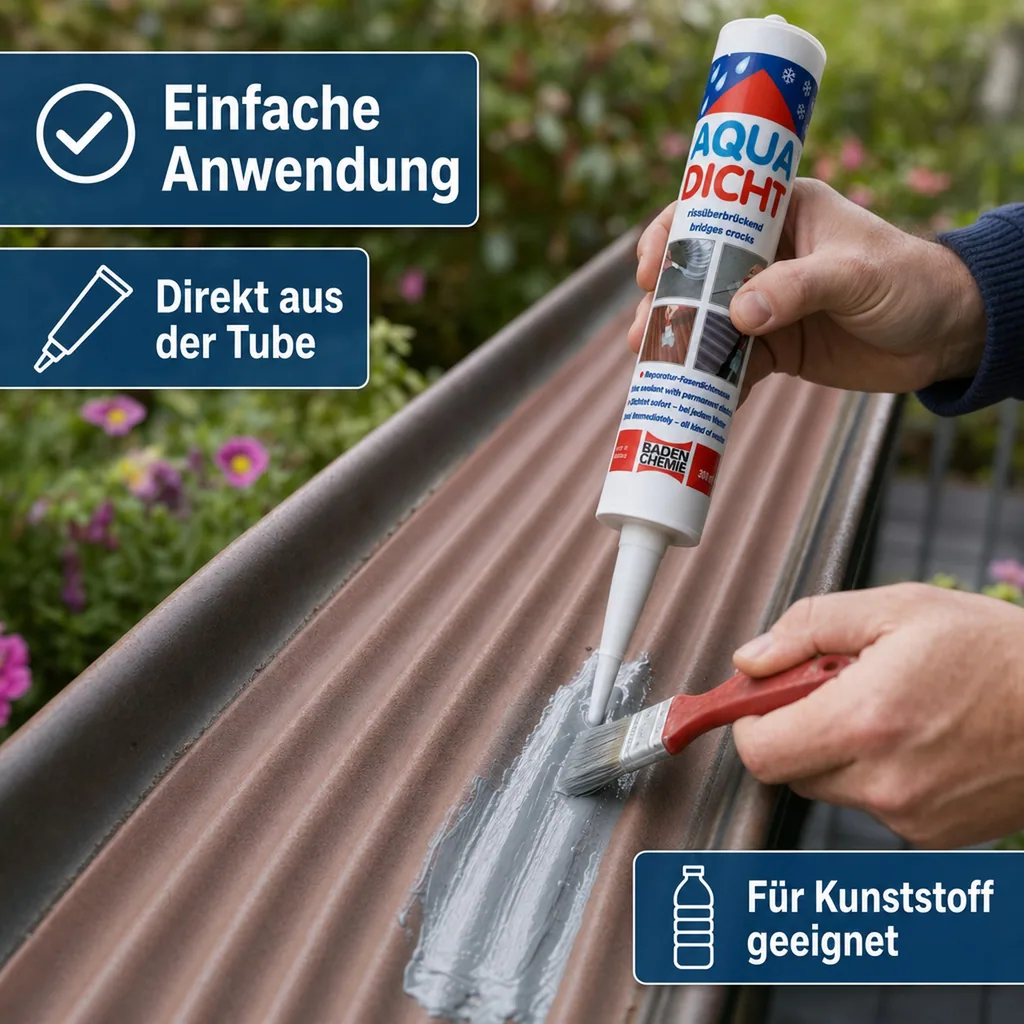 Aqua Dicht 300 ml - streichbare, elastische Reparatur Dichtmasse, Farbe Grau
