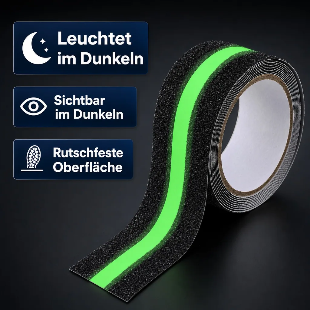 Rutschfeste Leuchtstreifen 2 in 1 (5 cm x 300 cm)