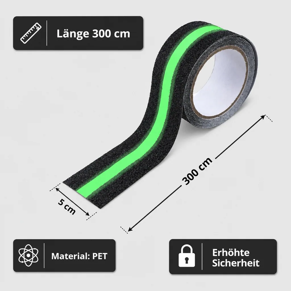Rutschfeste Leuchtstreifen 2 in 1 (5 cm x 300 cm)
