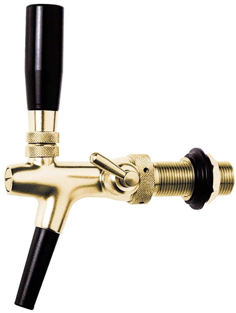 Zapfhahn, Kompensatorhahn, Bierzapfhahn, Schankhahn - vergoldet, 10 mm Ausführung, Gewindelänge: 55 mm