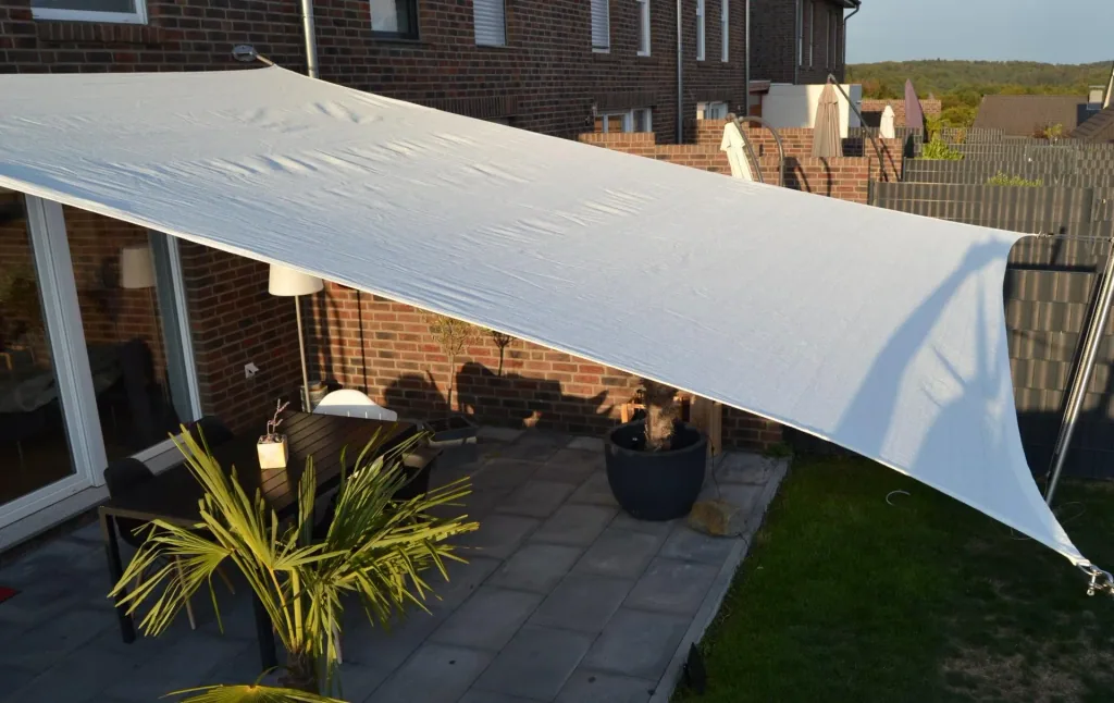 Vierecksonnensegel HDPE creme weiß 400 x 500 cm Wind-u. Wasserdurchlässig