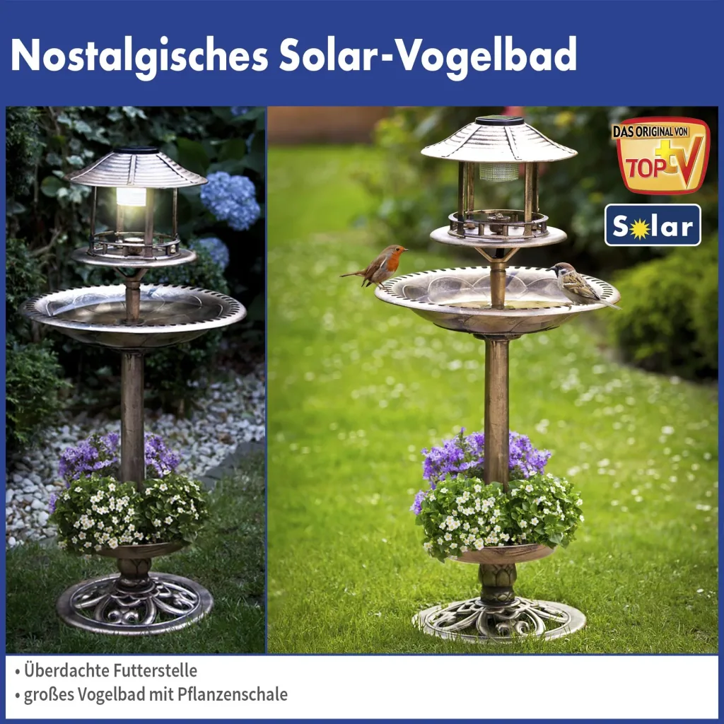 Solar-Vogelbad 4in1, bronze