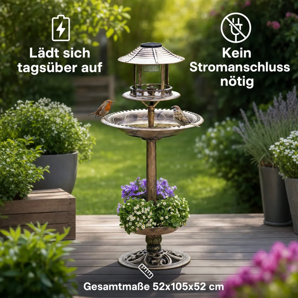 Solar Vogel-Bad 4in1, bronze