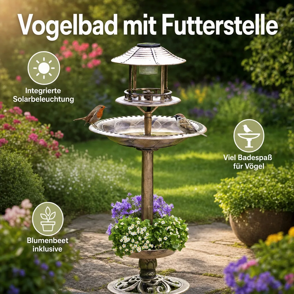 Solar-Vogelbad 4in1, bronze