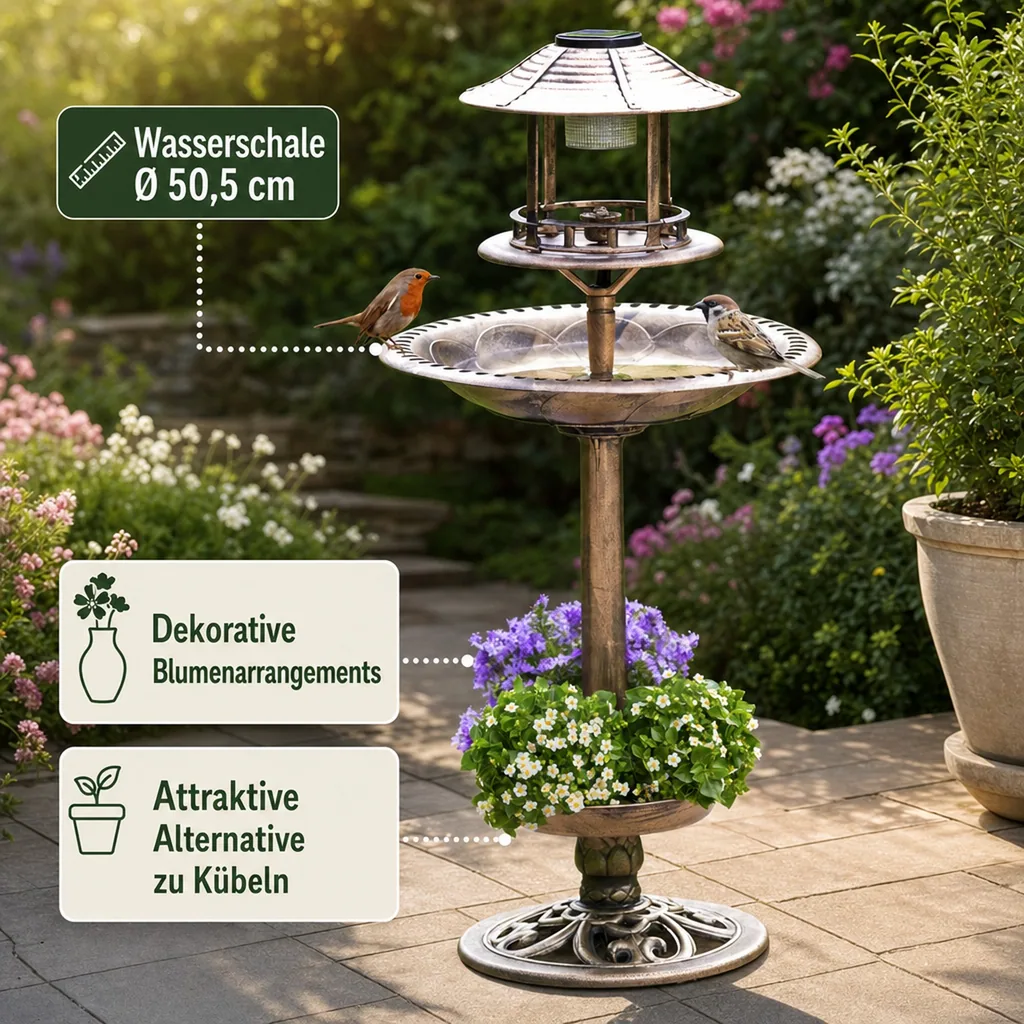 Solar-Vogelbad 4in1, bronze