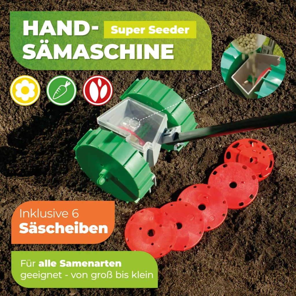 Handsämaschine "Super Seeder" inklusive 6 Saatgutscheiben
