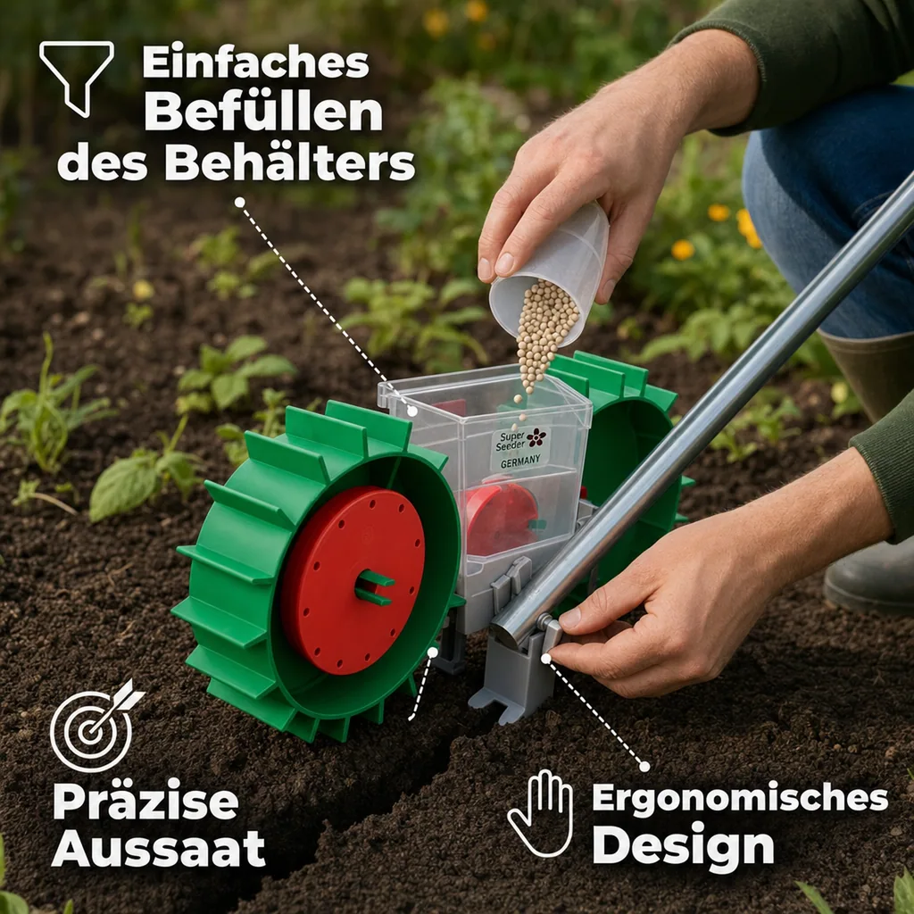 Handsämaschine "Super Seeder" inklusive 6 Saatgutscheiben