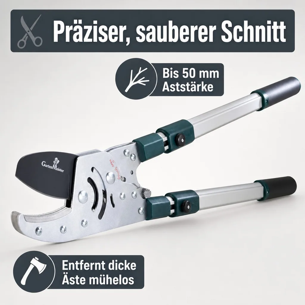 Amboss Astratschenschere mit Teleskopgriff, 50 mm Schnittstärke