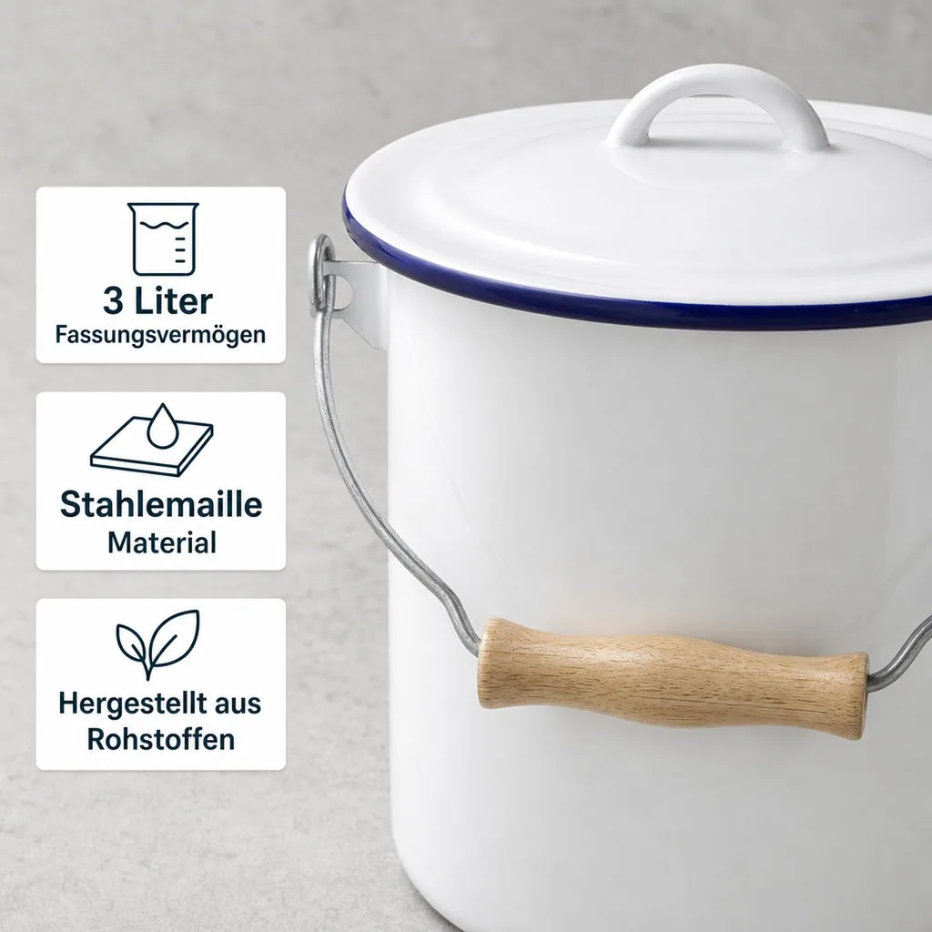 Mülleimer, Weiß, 3 Liter