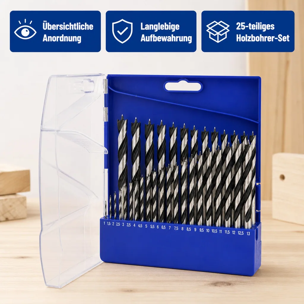 Holzbohrer-Set 25-teilig. 1,0 - 13,0 mm