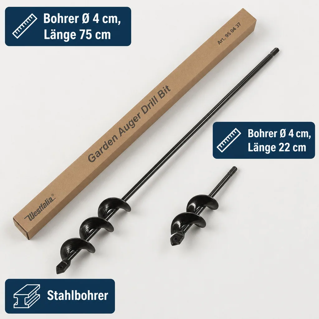 Stahl Pflanzbohrer/ Erdlochbohrer-Set, 2-teilig