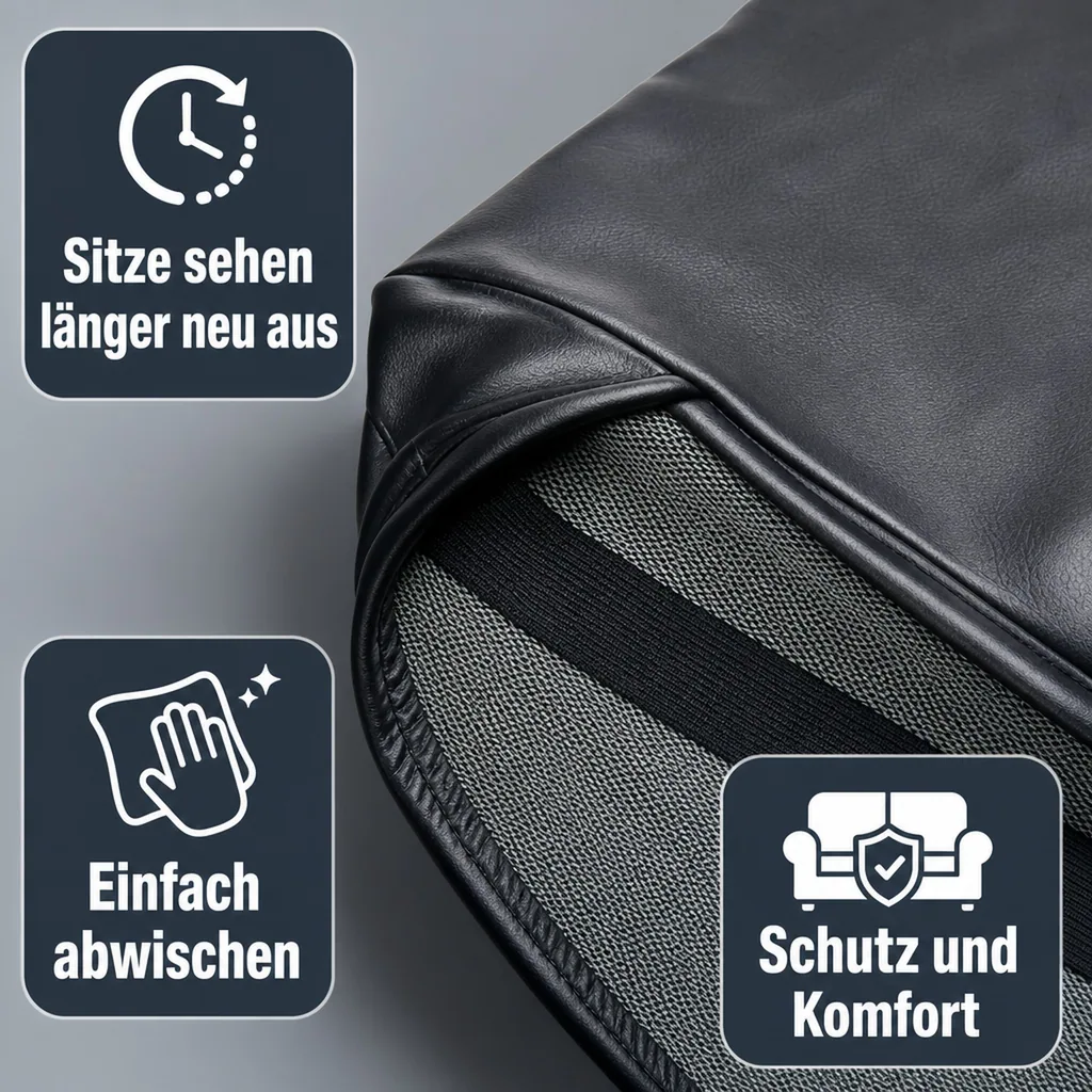 Sitzschoner Kunstleder, schwarz