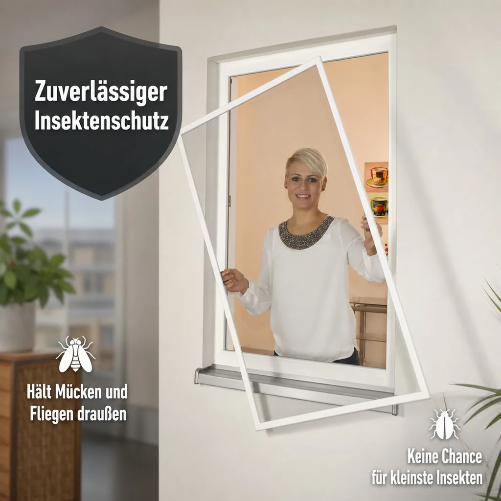 Insektenschutz - Fenster, Farbe weiß, 100 x 100 cm