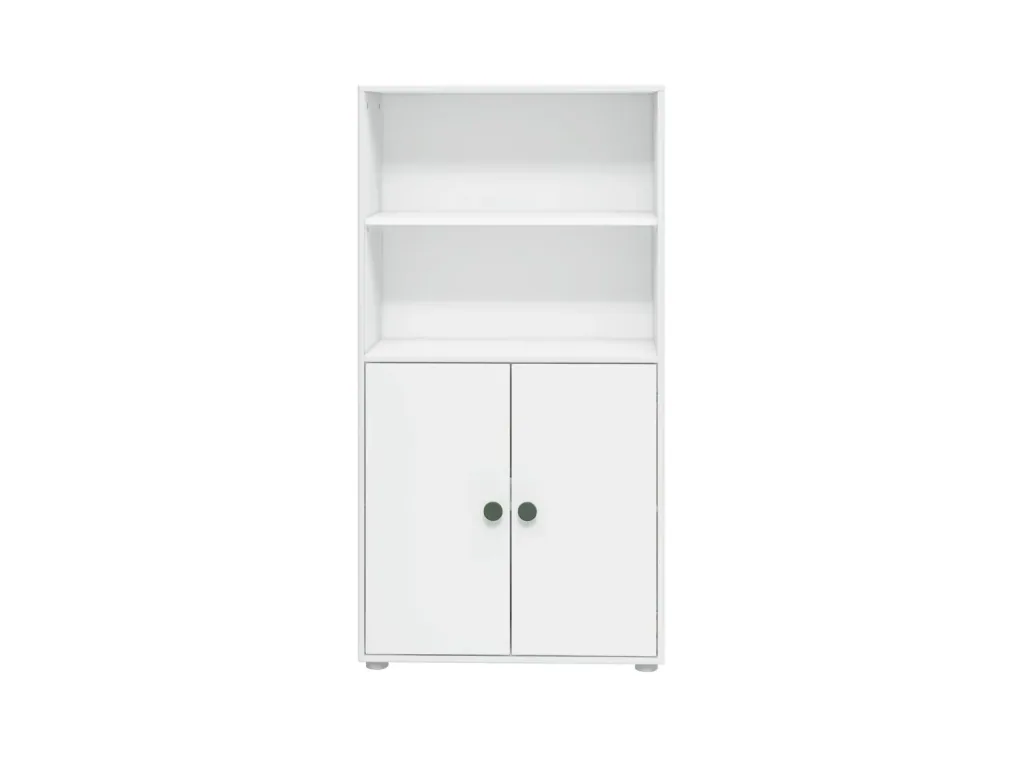 FLEXA Bücherregal, Bücherwand - Midi, 2 Türen, 72 cm x 138 cm, Farbe: Weiß/Tiefgrün