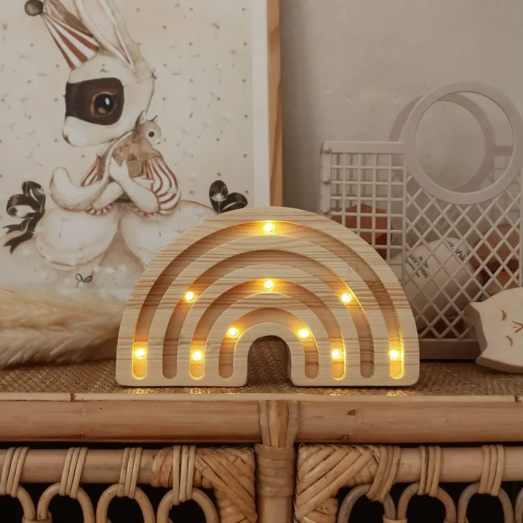 Little Lights Nachtlicht Kinder, Nachtlampe Mini-Regenbogen - 100% Kiefernholz natur, Farbe: Holz