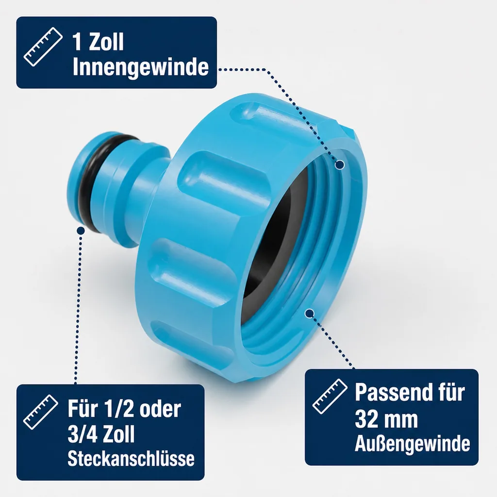Wasserhahn Anschluss 1 Zoll, Innengewinde, Hahnverbinder, Adapter