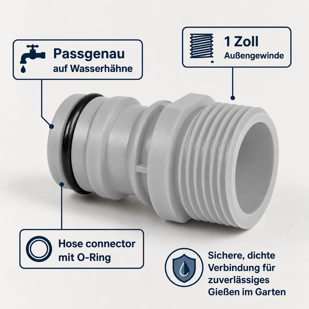 1 Zoll Wasserhahn Adapter, Wasserhahnanschluss, Aussengewinde