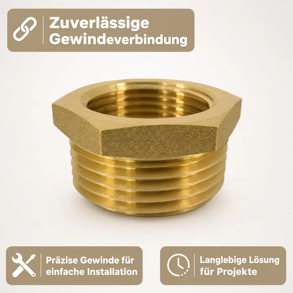 Messing Reduzierstück, Gewindefitting, 3/4" AG x 3/8" IG