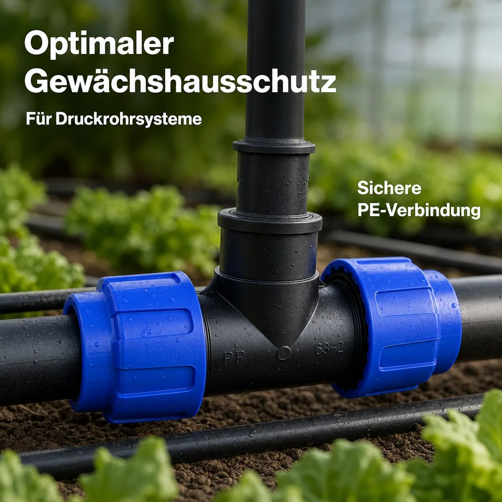 PE Rohr Verschraubung, T-Stück 25mm, Klemmverbinder, Rohrverbinder