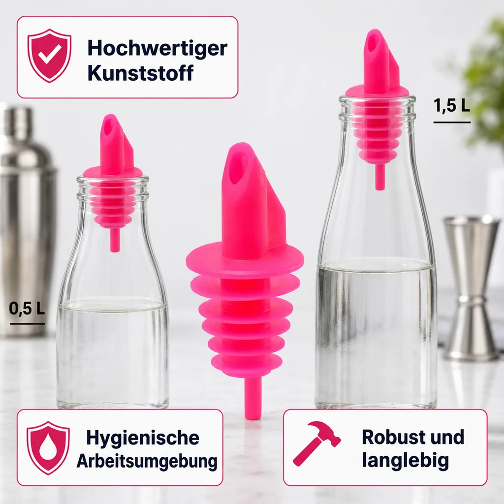 Ausgießer Billy Neon pink, für fast alle Flaschengrößen von 0,5 - 1,5 Liter Flaschen, 1 Stück