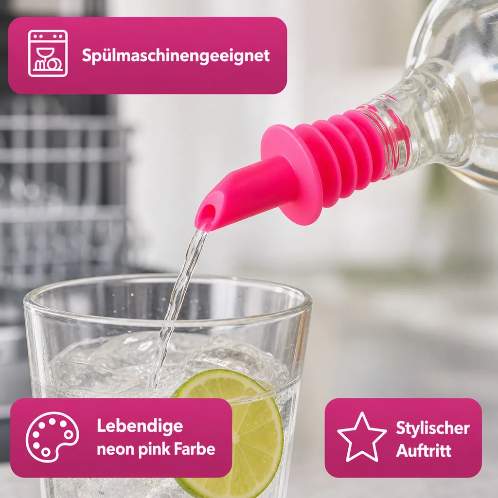 Ausgießer Billy Neon pink, für fast alle Flaschengrößen von 0,5 - 1,5 Liter Flaschen, 1 Stück