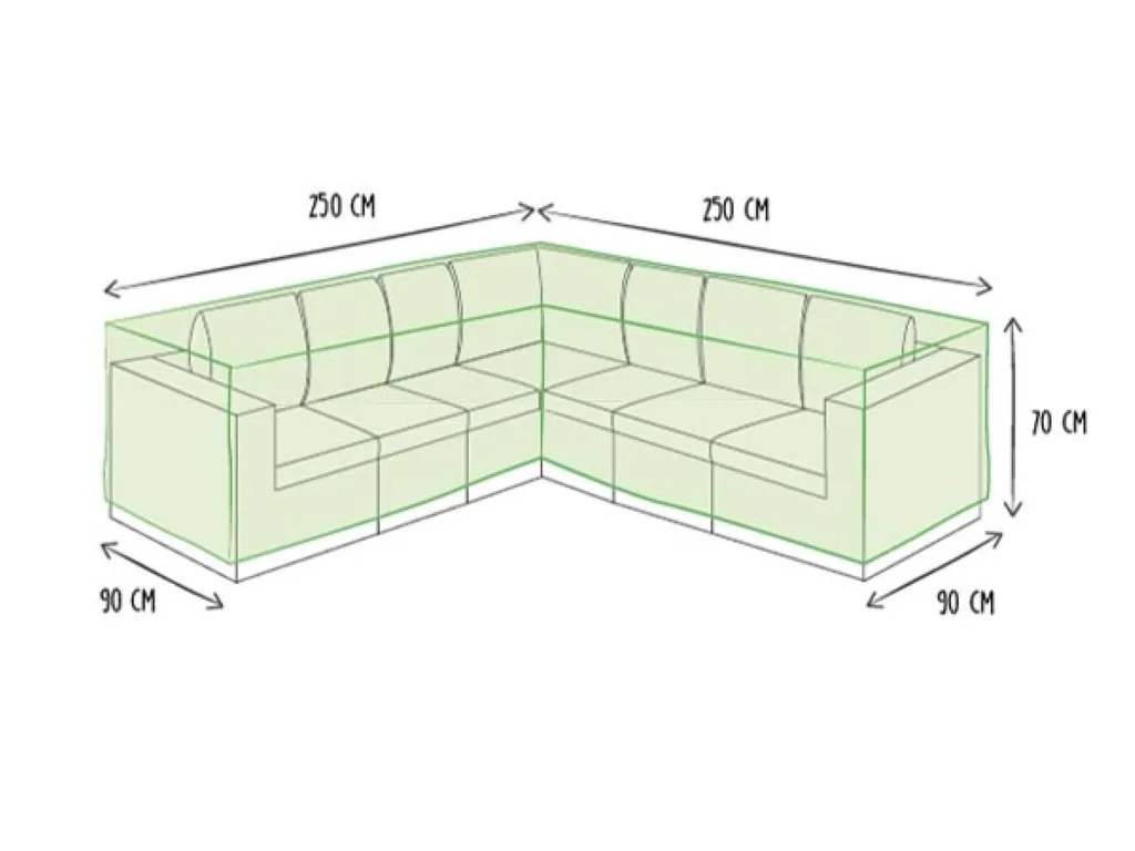 L-förmige Gartenmöbel-Abdeckung 250 x 250 x 70 cm, wasserdicht und UV-beständig, strapazierfähige Ecksofa-Abdeckung gegen Regen und Schmutz, grau