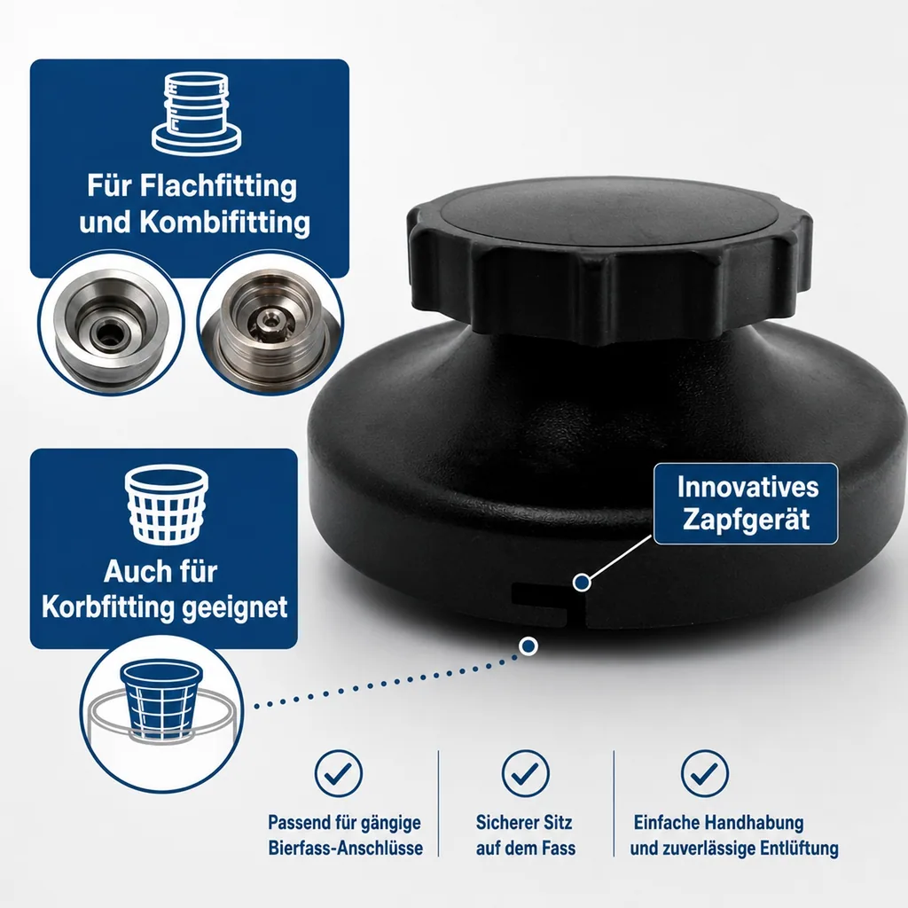 Bierfasslüfter, Fassentlüfter - Sicher und Zuverlässig, Ausführung: für Flachfitting und Kombifitting