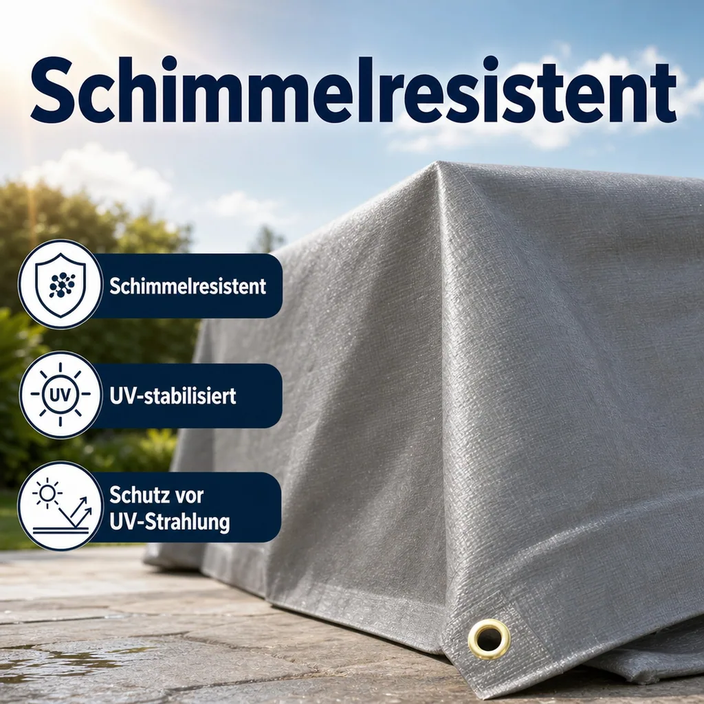 Abdeckplane 280 g/m², grau, wasserdicht, reißfest, 6x10 (60m²)