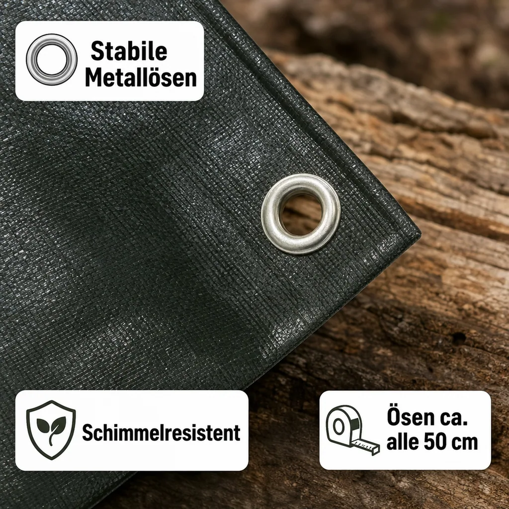 Abdeckplane 6x8m, 280g/m², (48m²), grün, reißfest und wasserdicht
