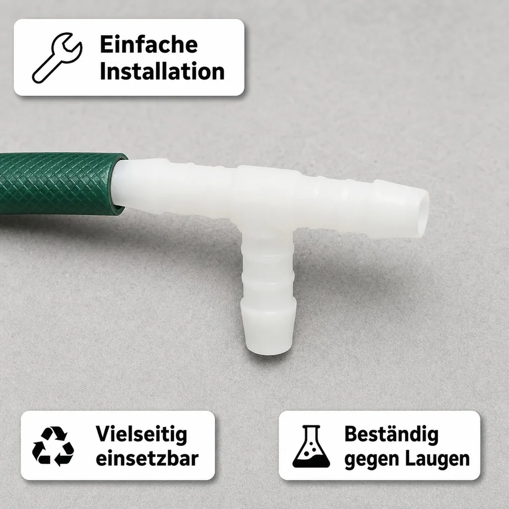 Schlauchverbinder 13mm, Kunststoff T-Stück, Schlauchkupplung