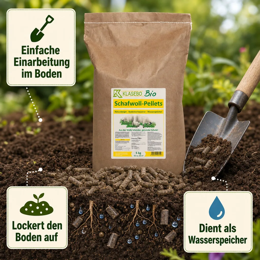 Schafwollpellets, Bio Dünger 5 kg für ca. 50 - 100 m²