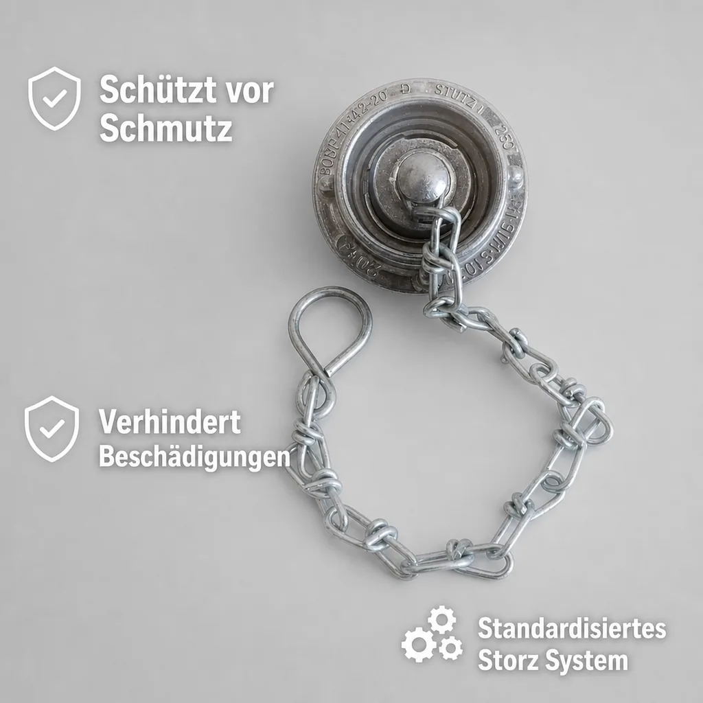 Storz Kupplung, D Blindkupplung mit Kette, Feuerwehrkupplung